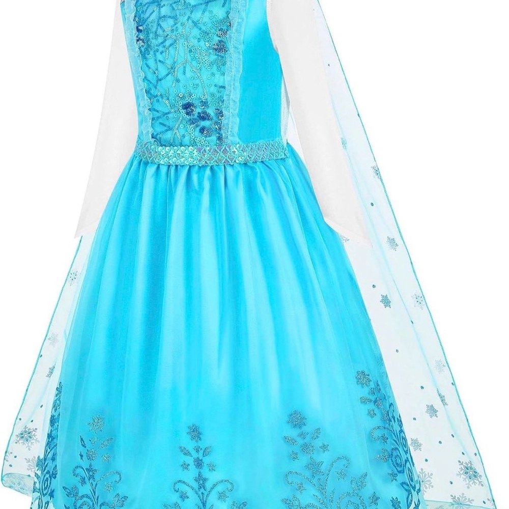 Kids Blue Princess Costume Dress with Cape